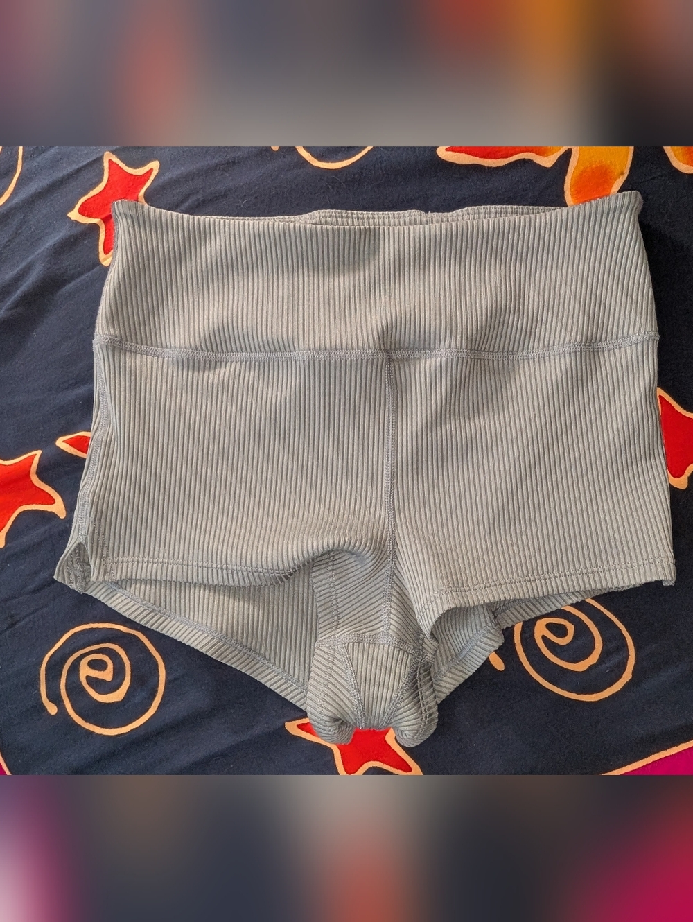 High-Waist Ribbed Women’s Shorts - Light Blue